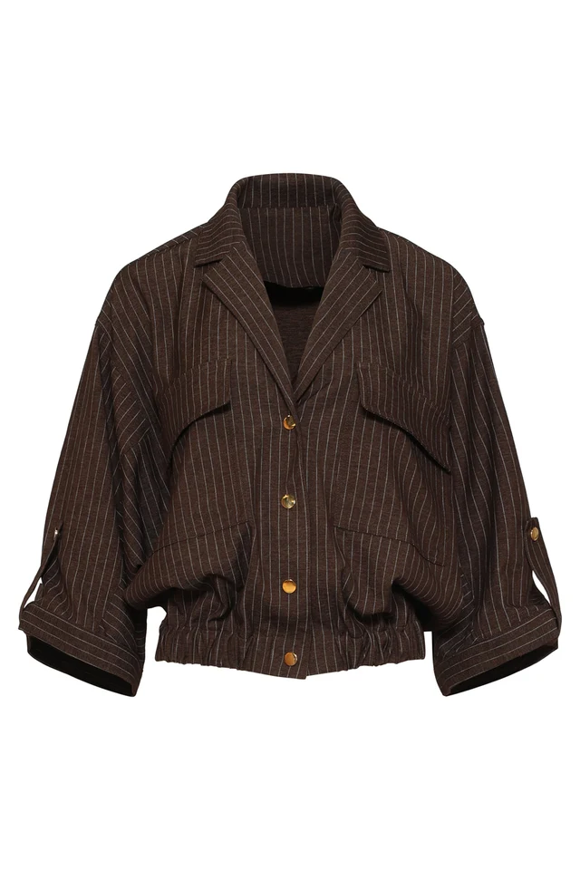 SMASHED LEMON PINSTRIPE CROPPED JACKET