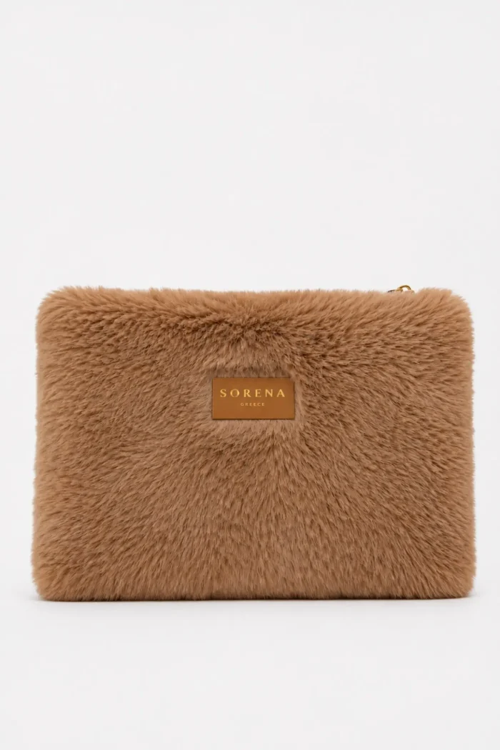SORENA FUR BROWN CLUTCH