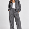GREY PANT PLEASE JACKET BLACK GREY WIDE-LEG TROUSERS