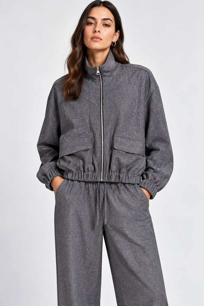 GREY SAK PLEASE JACKET BLACK GREY MELANZE WITH ZIP