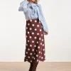 SMASHED LEMON MIDI SKIRT WITH PLAYFUL POLKA DOT PRINT