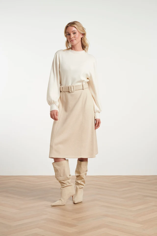 Midi-Rok-van-Geweven-Stof-met-Visgraatstructuur-Sand-4 SMASHED LEMON WOVEN MIDI SKIRT WITH HERRINGBONE STRUCTURE
