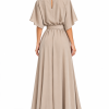 Q P ANASTASIA+ME SATIN ΜΑΧΙ DRESS WITH FLOWER BROOCH