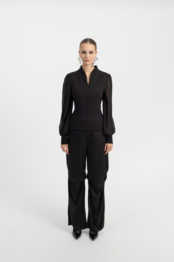 CACHE CACHE BLOUSE WIT SHEER SLEEVES