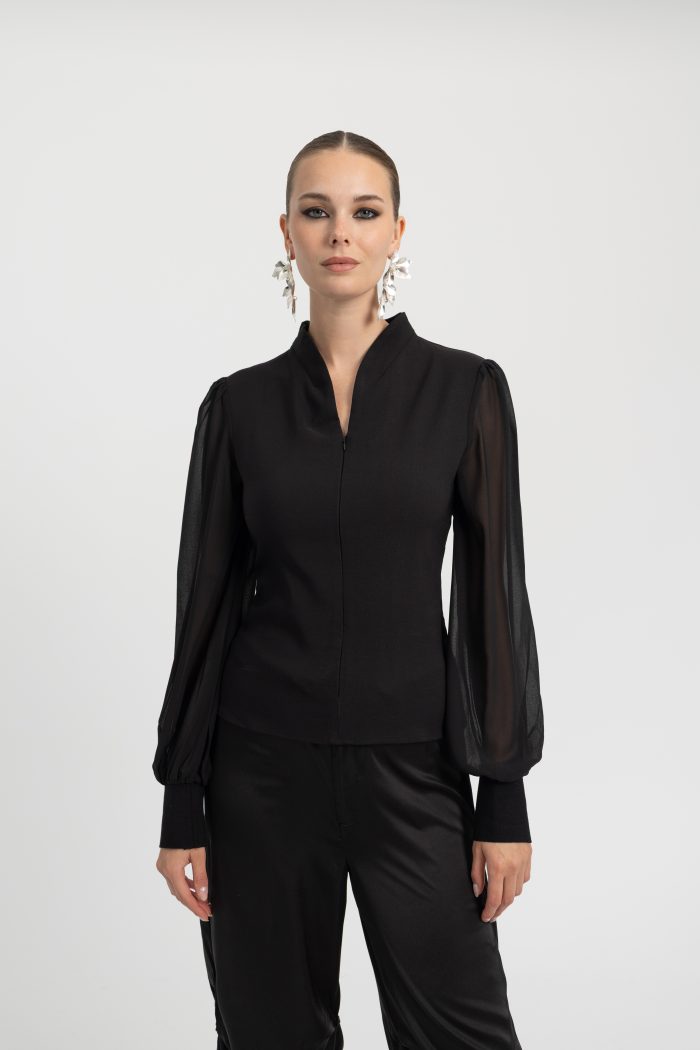 CACHE CACHE BLOUSE WIT SHEER SLEEVES
