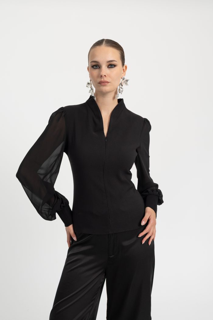 CACHE CACHE BLOUSE WIT SHEER SLEEVES