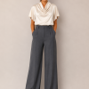 PLEASE SATIN COWL-NECK BLOUSE