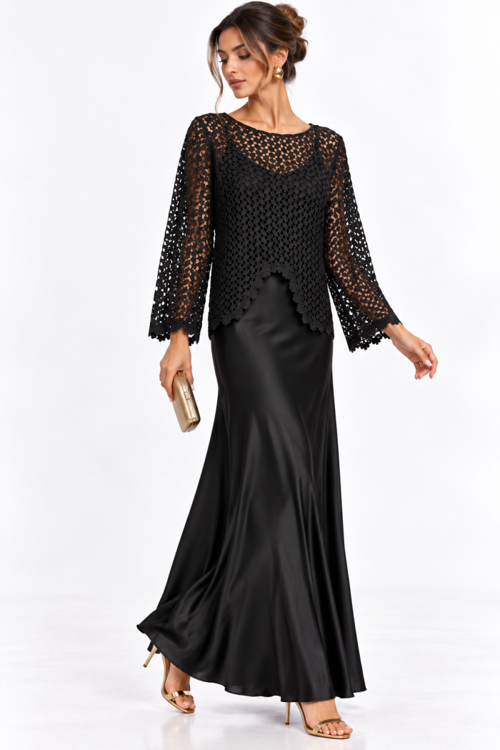 ANASTASIA+ME LACE & SATIN DRESS