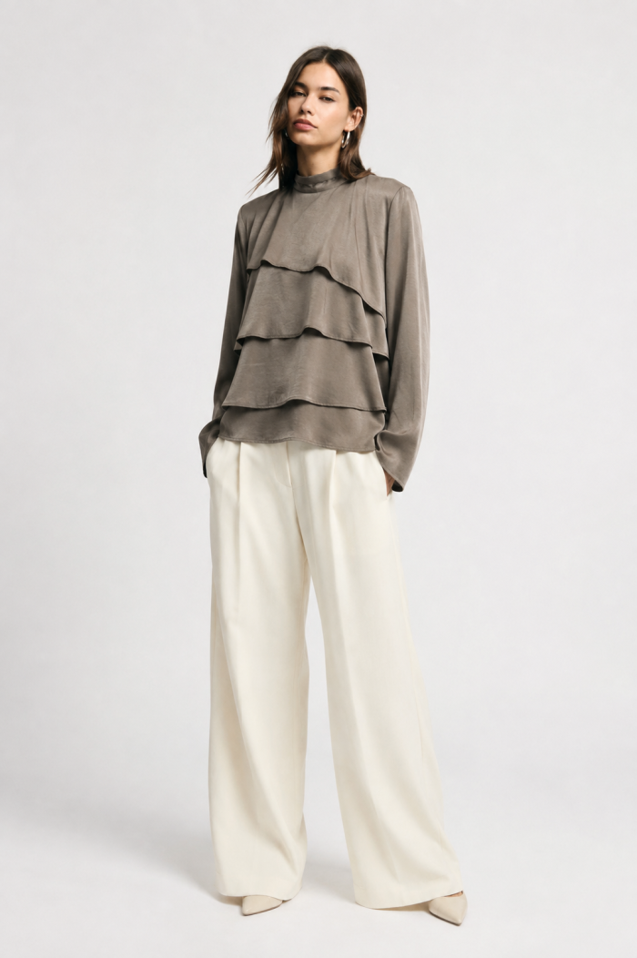 PLEASE FANGO SATIN BLOUSE