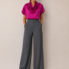 PLEASE SATIN COWL-NECK BLOUSE