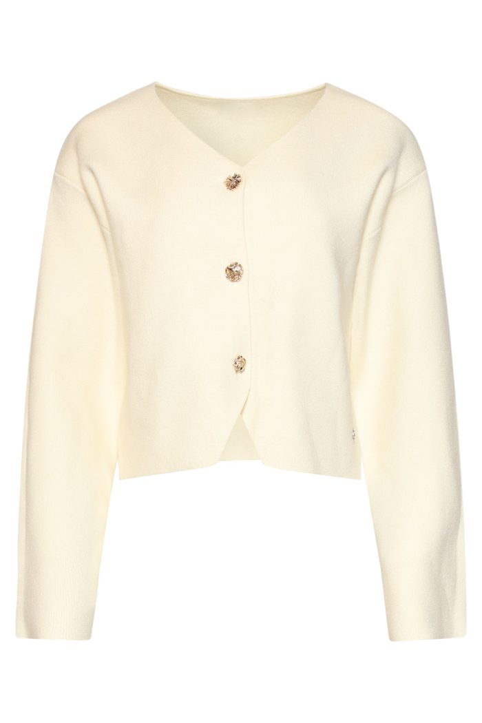SMASHED LEMON FINE-KNIT CARDIGAN WITH DECORATIVE BUTTONS