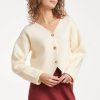 SMASHED LEMON FINE-KNIT CARDIGAN WITH DECORATIVE BUTTONS