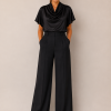 PLEASE SATIN COWL-NECK BLOUSE