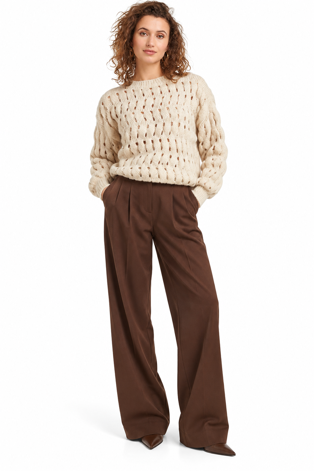 SMASHED LEMON KNITTED OPENWORK SWEATER