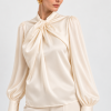 CACHE CACHE SATIN ELEGANT  BOW BLOUSE