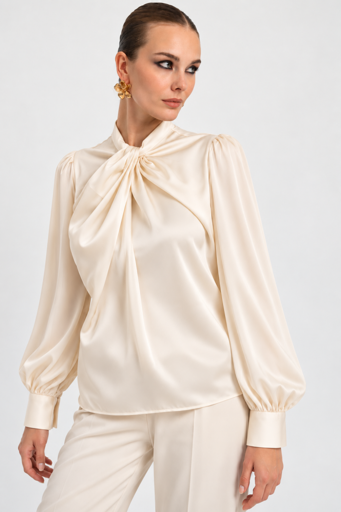 CACHE CACHE SATIN ELEGANT  BOW BLOUSE