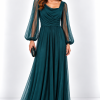 ANASTASIA+ME BURGUNDY TULLE MAXI DRESS