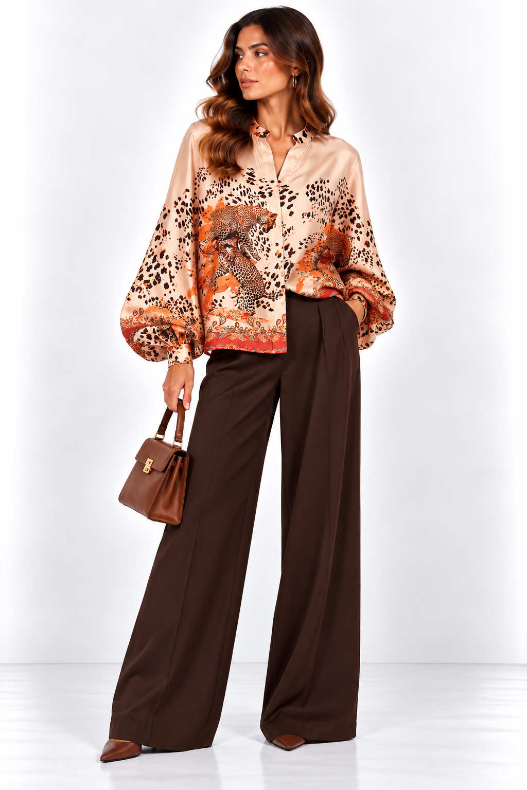 ANASTASIA+ME ANIMAL PRINT SATIN BLOUSE