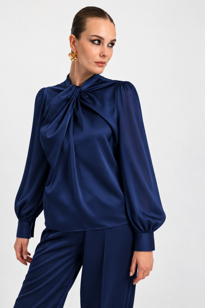 CACHE CACHE SATIN ELEGANT  BOW BLOUSE