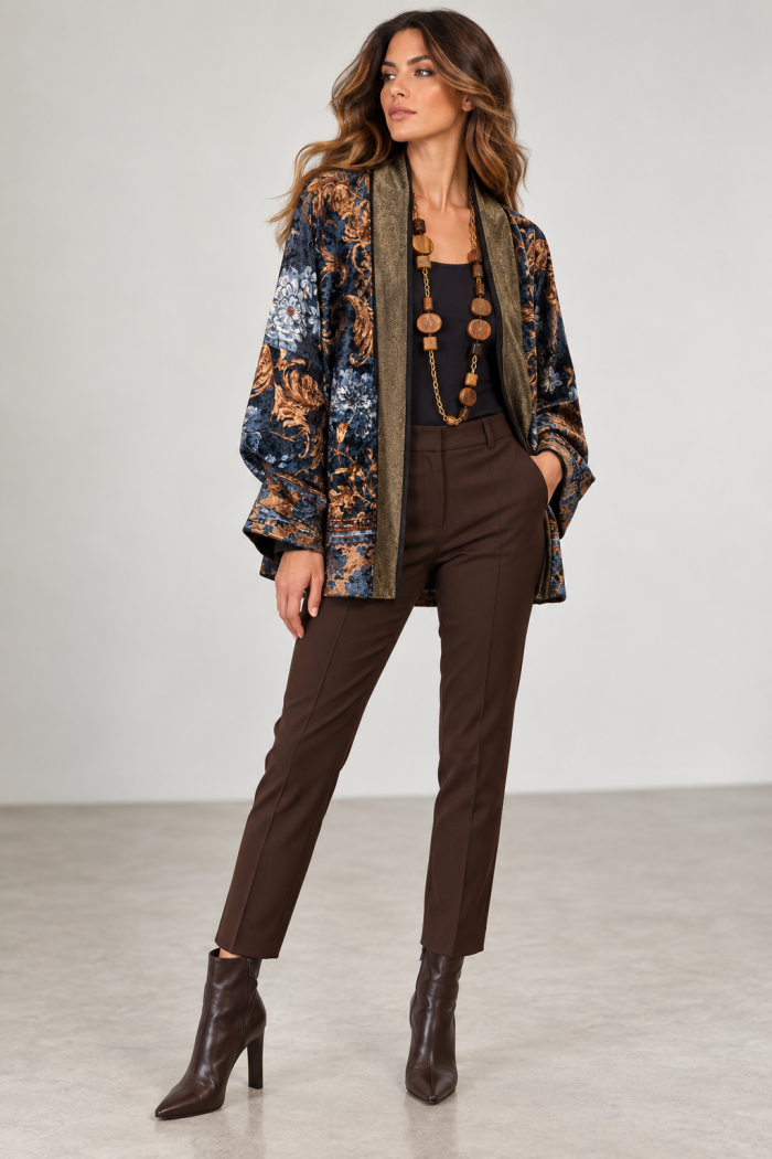 ANASTASIA+ME VELOUR FLORAL JACQUARD JACKET