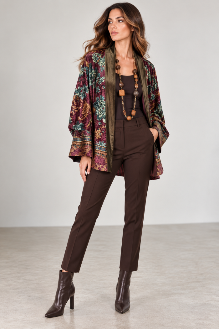 ANASTASIA+ME VELOUR FLORAL JACQUARD JACKET