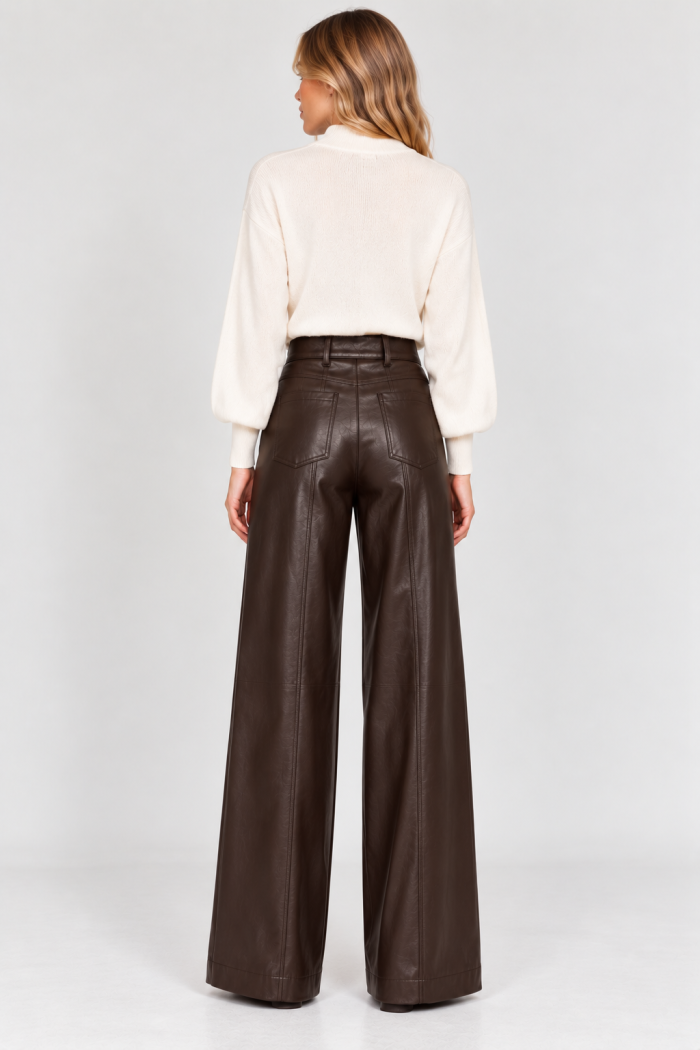 ΠΛΕΑΣΕ. ΠΙΣΩ PLEASE LEATHER WIDE-LEG TROUSERS
