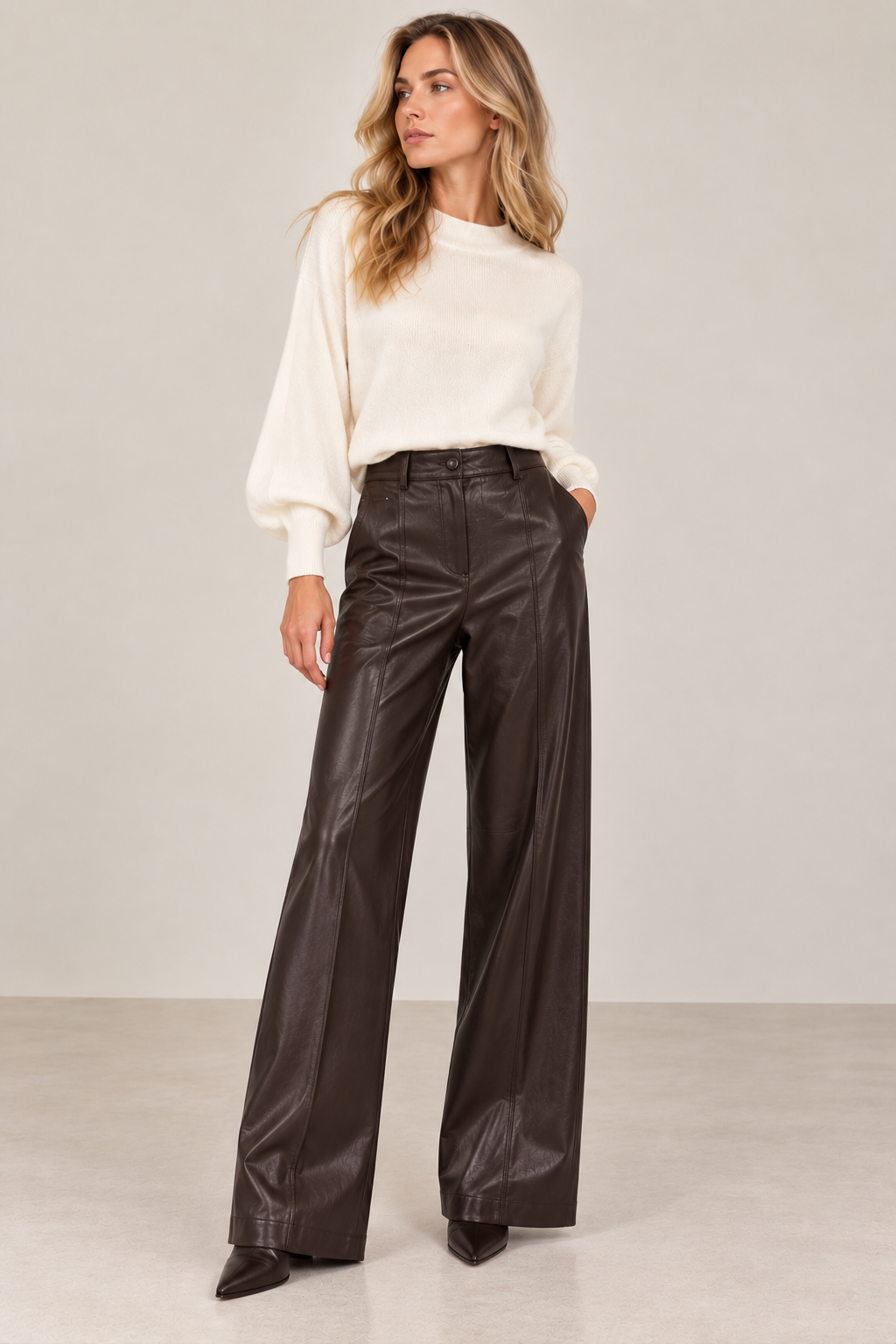 PLEASE LEATHER WIDE-LEG TROUSERS