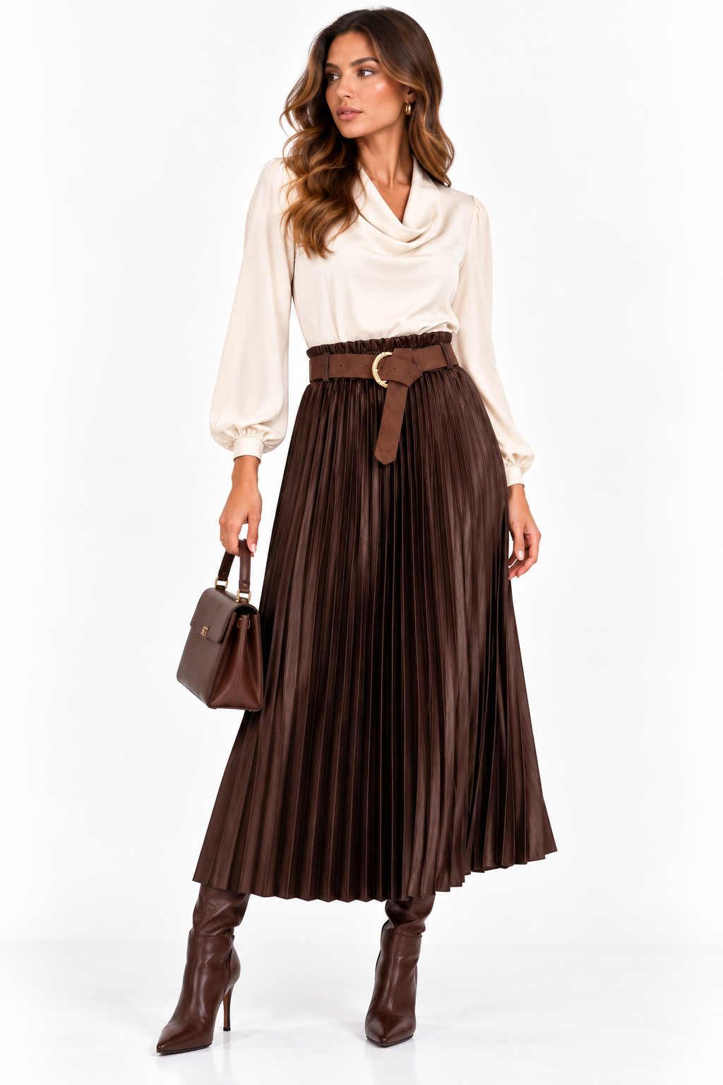 ANASTASIA+ME PLEATED MIDI SKIRT